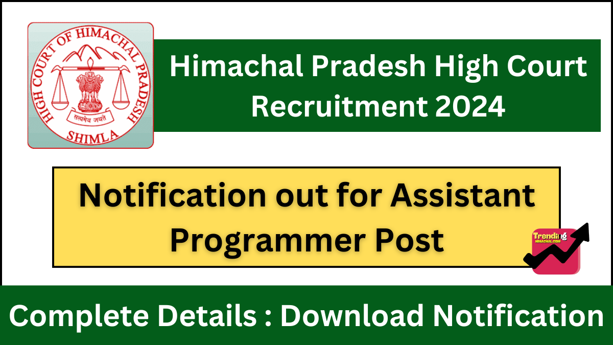 Himachal Pradesh High Court Recruitment 2024 Notification out for Assistant Programmer Post, Complete Details