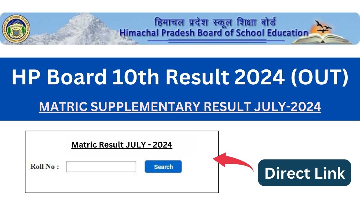 HP Board 10th Supplementary Result July 2024 (Out) Download Marksheet @hpbose.org