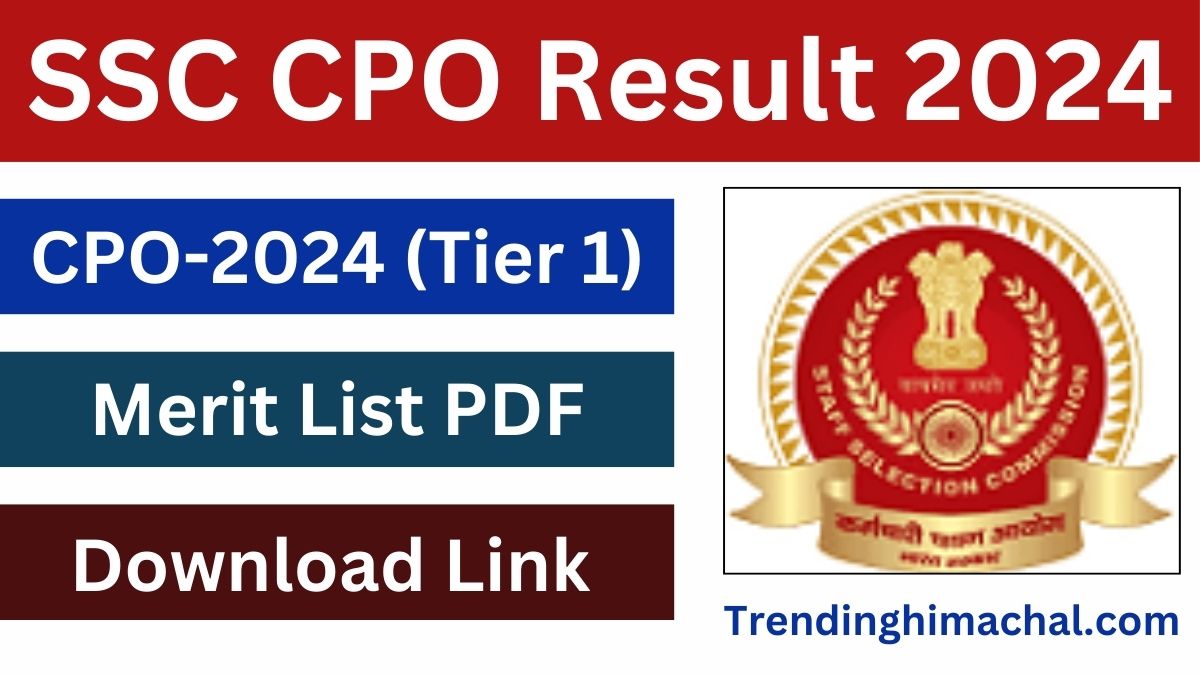 SSC CPO Tier 1 Result 2024 Download Merit List and Cutoff Marks