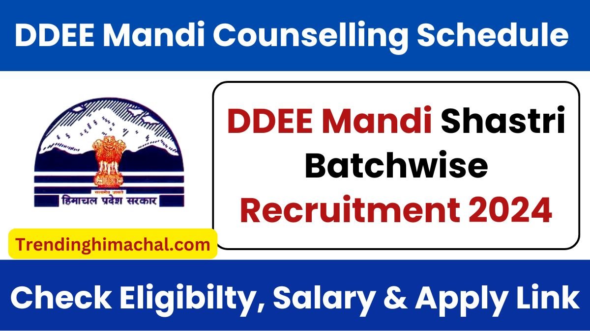 DDEE Mandi Shastri Batchwise Recruitment 2024