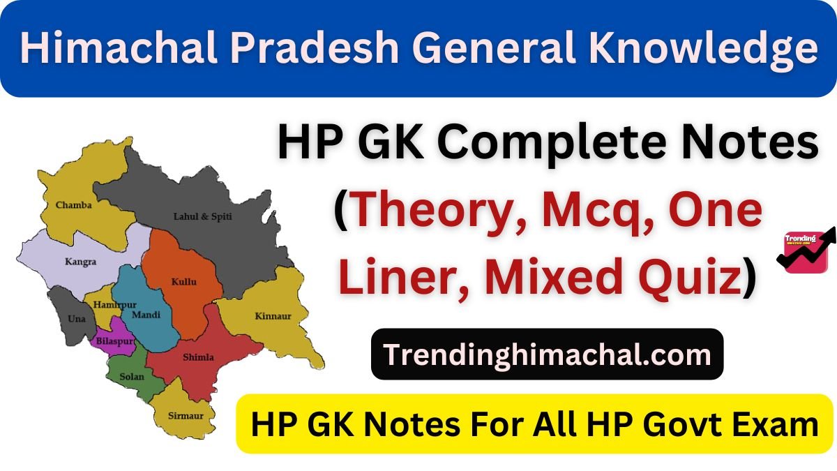 HP GK Complete Notes (Theory, Mcq, One Liner, Mixed Quiz)