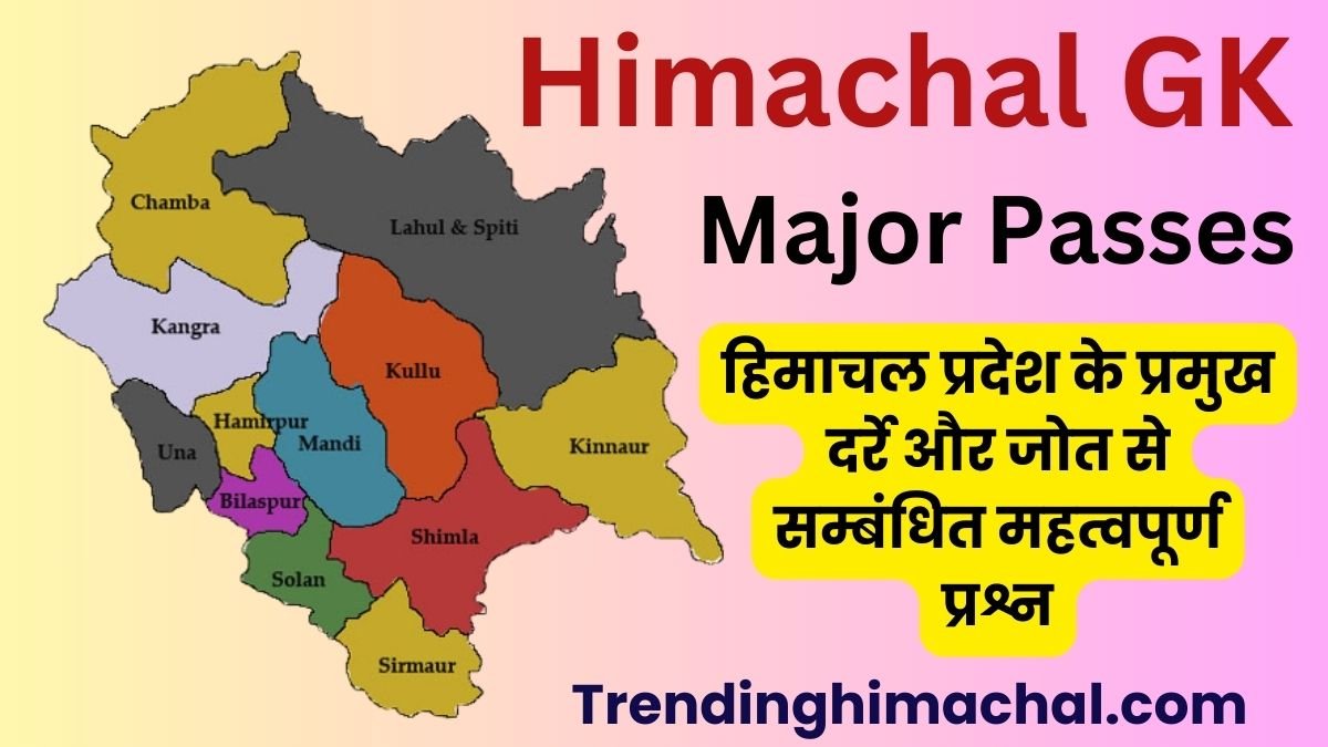 Major Passes of Himachal Pradesh Important Question Answer