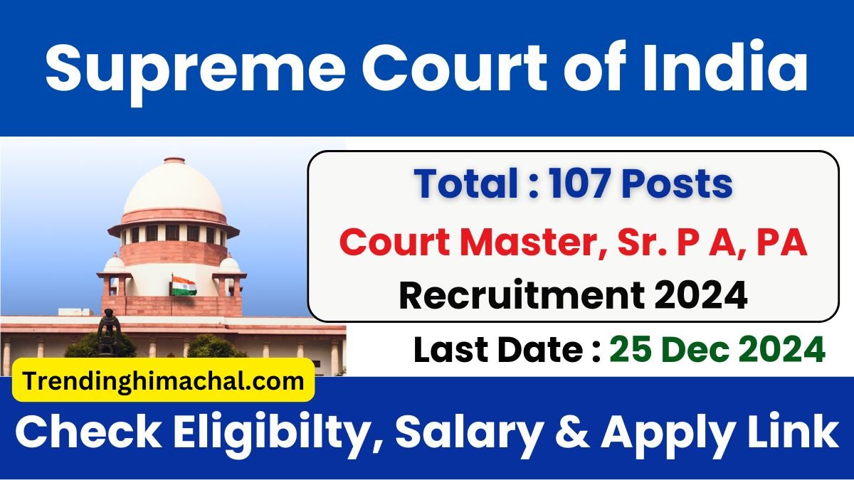 Supreme Court Recruitment 2024 Notification out for 107 Posts, Apply Now